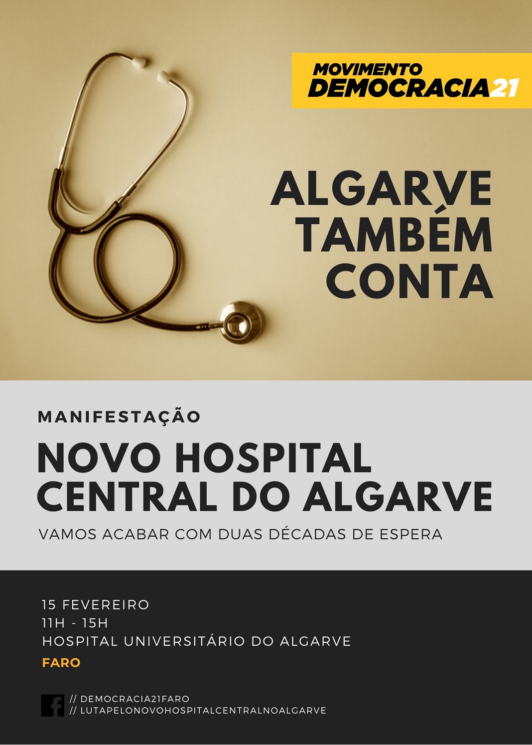 Democracia21 pede novo Hospital Central do Algarve