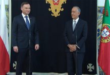 Andrzej Duda, Presidente da República da Polónia (à esquerda) e Marcelo Rebelo de Sousa, Presidente da República Portuguesa (à direita)