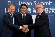 Donald Tusk, Shinzō Abe, Jean-Claude Juncker