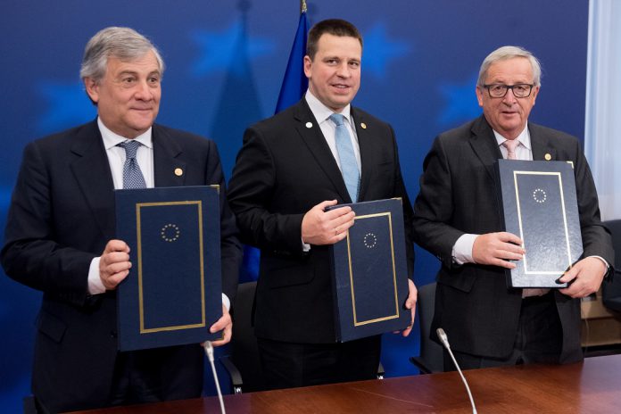 Jean-Claude Juncker, Juri Ratas, Antonio Tajani