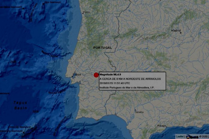 Sismo de 4,9 com epicentro em Arraiolos fez-se sentir hoje em Portugal