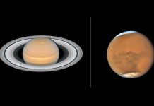 Novas imagens de Saturno e Marte, do Hubble, quando estão próximos da Terra