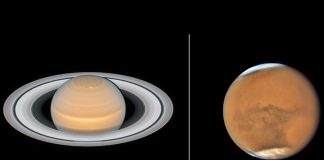 Novas imagens de Saturno e Marte, do Hubble, quando estão próximos da Terra