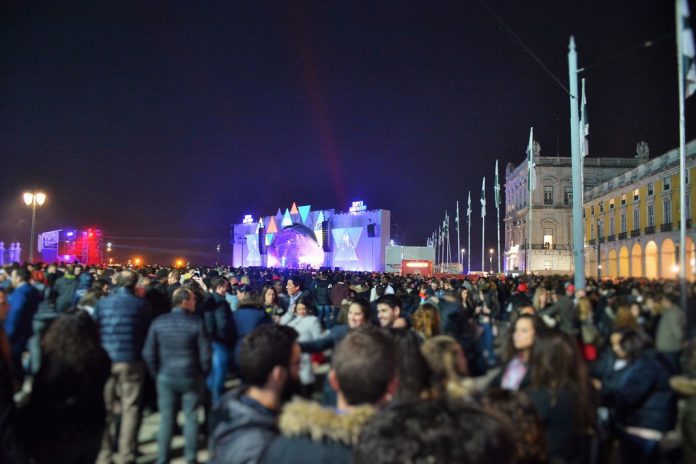 Imagens da passagem do ano no Terreiro do Paço