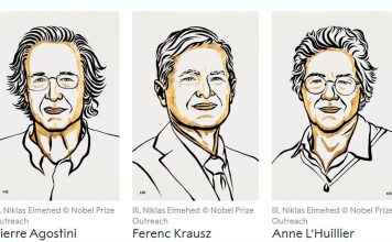Prémio Nobel da Física 2023 pela criação de impulsos de luz de attossegundos
