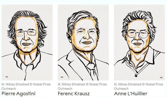 Prémio Nobel da Física 2023 pela criação de impulsos de luz de attossegundos