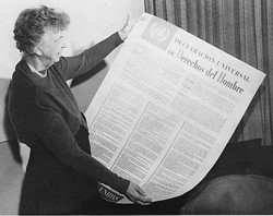 Eleanor Roosevelt: Jornal das Nações Unidas contendo a Declaração Universal dos Direitos Humanos (1949).