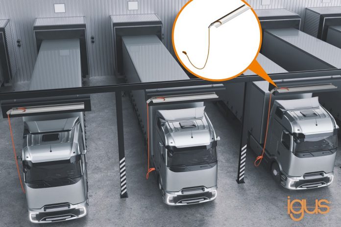 Novo sistema de guia de cabos elétricos da igus para carregamento de camiões e carros elétricos facilita operação e aumenta proteção contra furtos Novo sistema de guia de cabos elétricos da igus para carregamento de camiões e carros elétricos facilita operação e aumenta proteção contra furtos