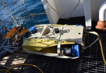 ROV, veículo subaquático em operação de recolha de imagens da embarcação de pesca afundada ao largo da costa da Figueira da Foz